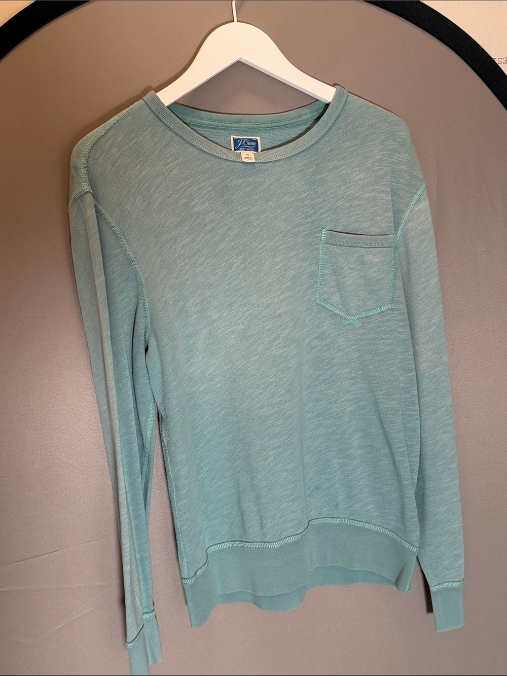 J. Crew Men's Teal Crewneck Pocket Sweater